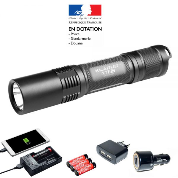 Pack lampe tactique rechargeable XT2C LED - 1100 Lumens avec ses accessoires